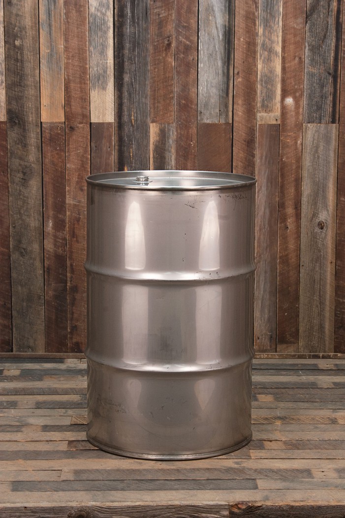 55 Gallon Stainless Steel Drum - Used, 18 Gauge