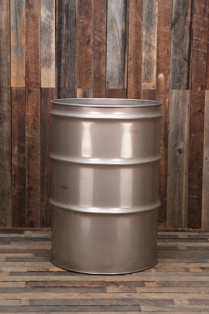 New 85 Gallon Stainless Steel Drum - Open Head, Food Grade - Use